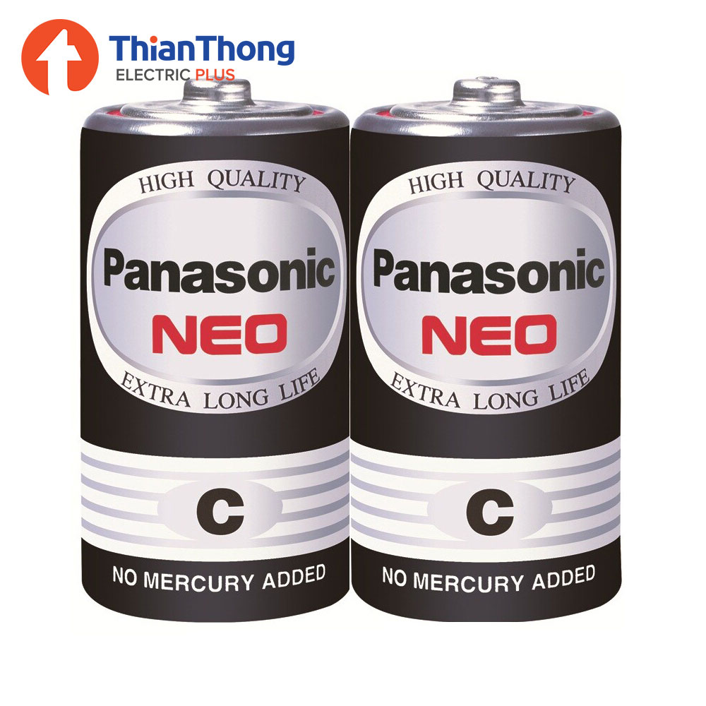 Panasonic ถ่านไฟฉาย แมงกานีส Size C x 2 สีดำ Panasonic Neo Battery R14NT/2SL แพ็ค 2 ก้อน