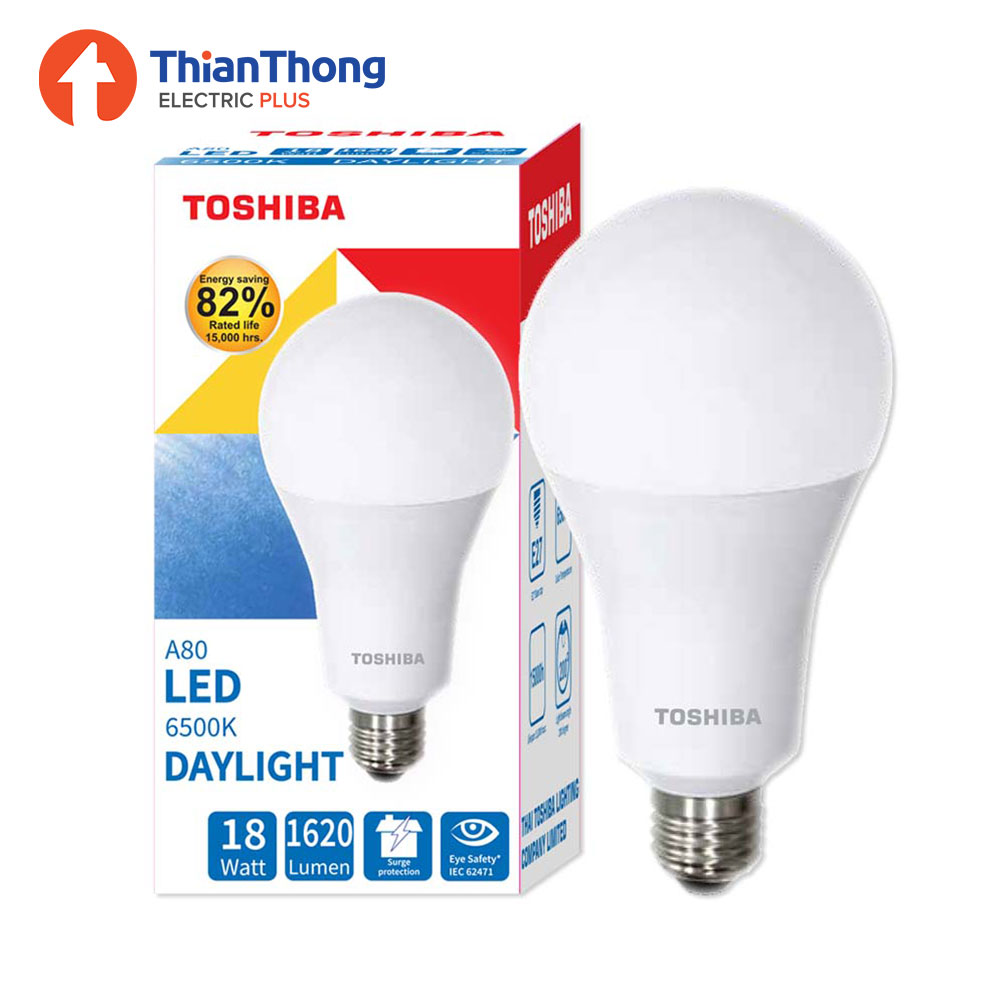 Toshiba หลอดไฟ LED โตชิบา A80 LED Bulb 18W E27 Daylight